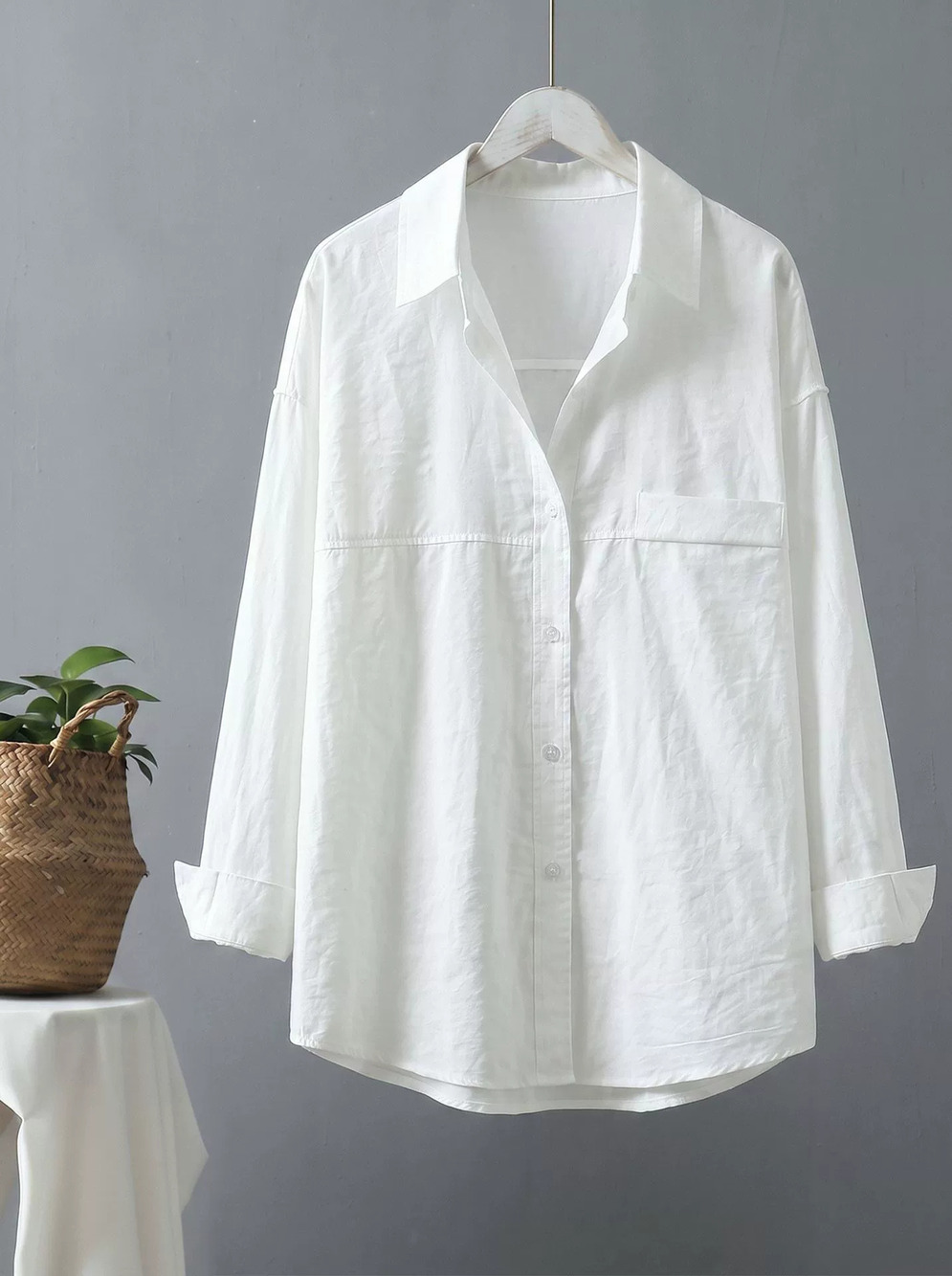 H&M Solid Long Sleeve Loose Shirt Cardigan